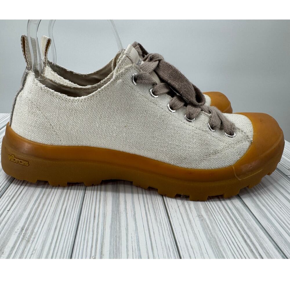 Panchic Made in Italy Men's Size 10 Offwhite Canvas Sneaker with Vibram Sole‎